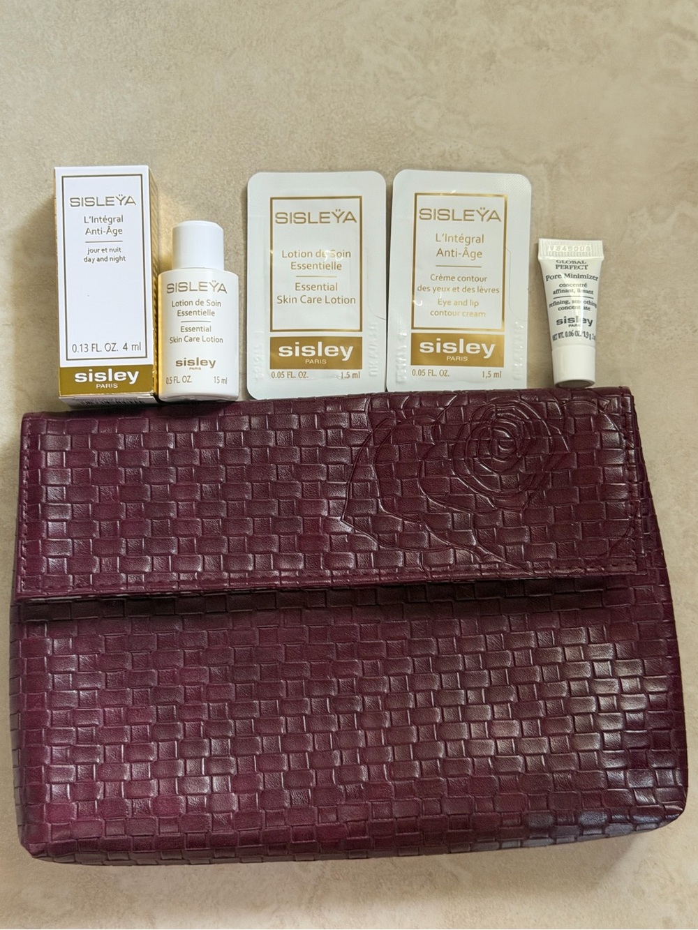 Sisley Rose Cosmetic Bag with Skincare Samples